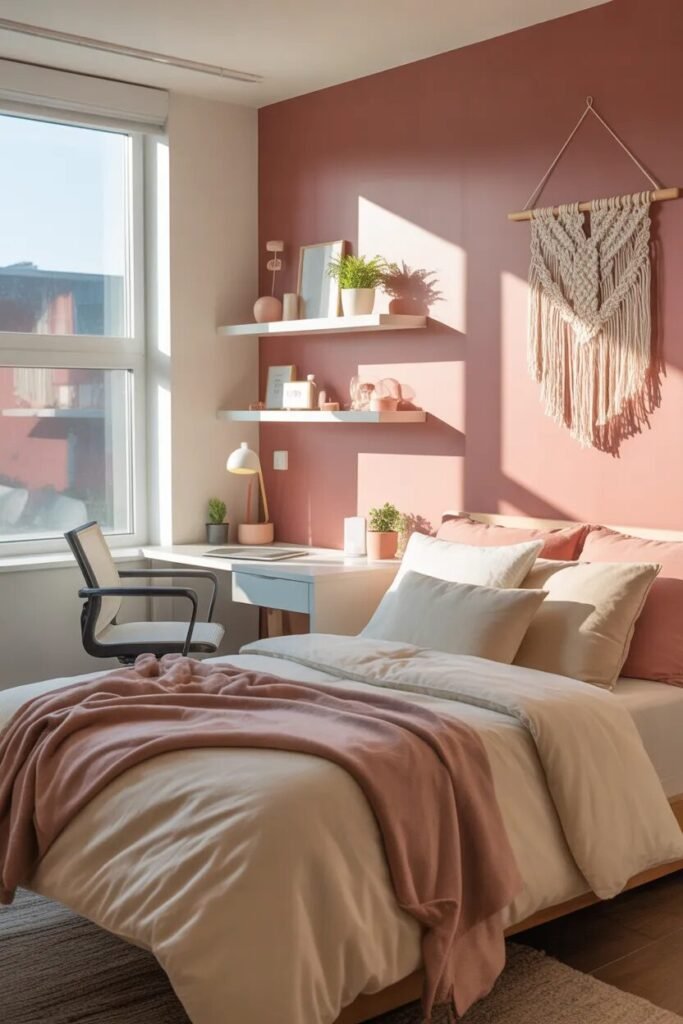 23 pink dorm room ideas 14 pink dorm room ideas accent wall focus