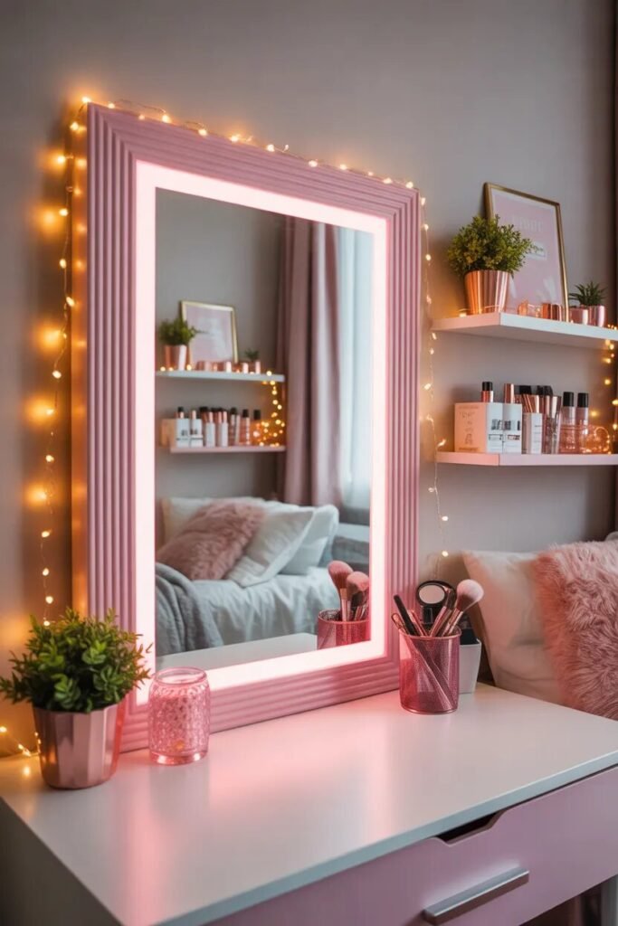 23 pink dorm room ideas 18 pink dorm room ideas glam mirror statement