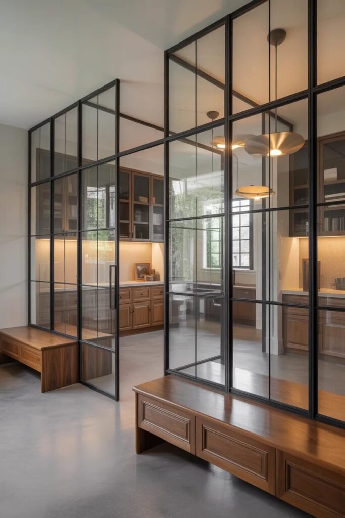 30 luxury mudroom ideas glass wall design