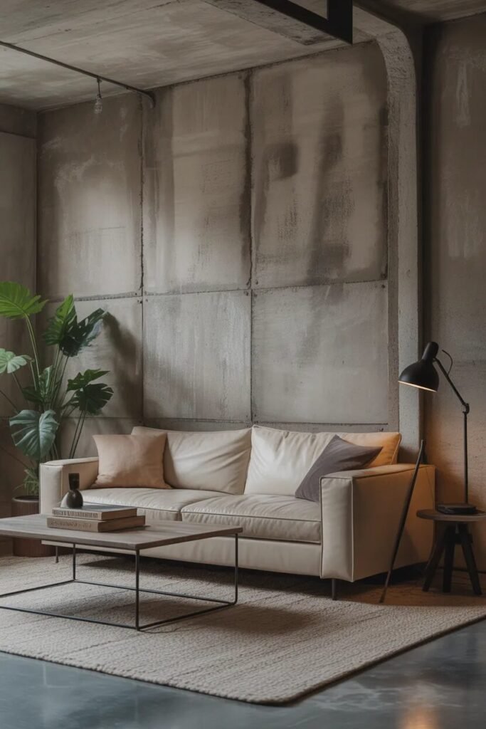 concrete living room wall decor ideas