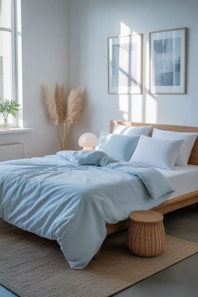 soft blue bedding ideas minimalist