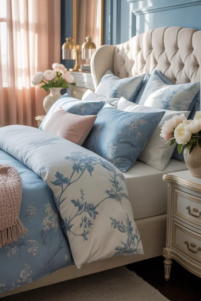 blue floral bedding ideas