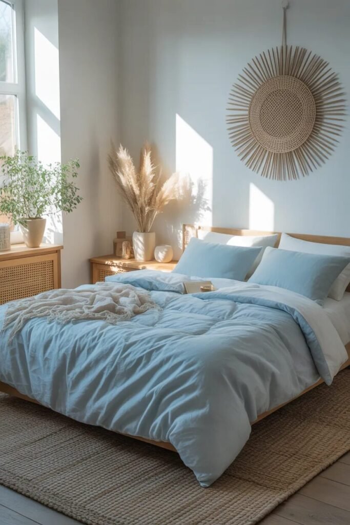 Scandinavian blue bedding ideas