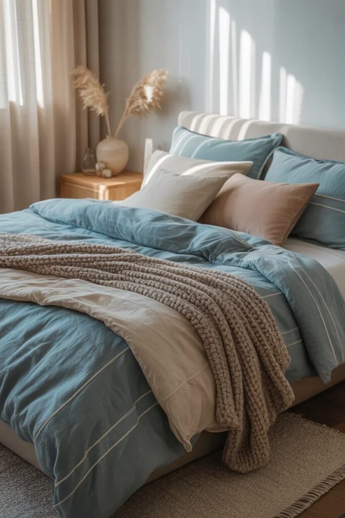 blue beige bedding ideas