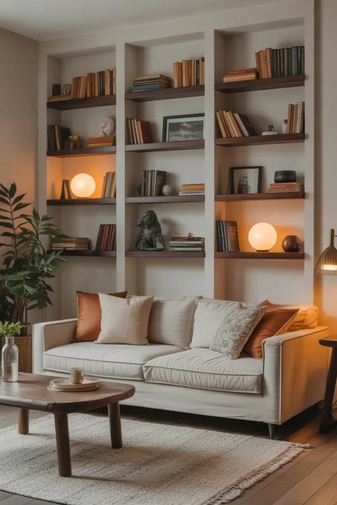 shelf living room wall decor ideas