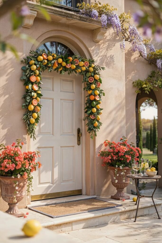 Summer door decoration ideas citrus garland