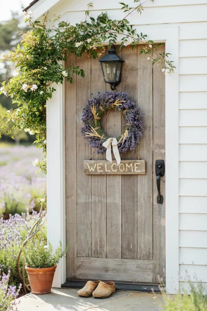 Summer door decoration ideas lavender wreath