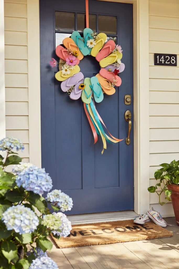 Summer door decoration ideas flip flop