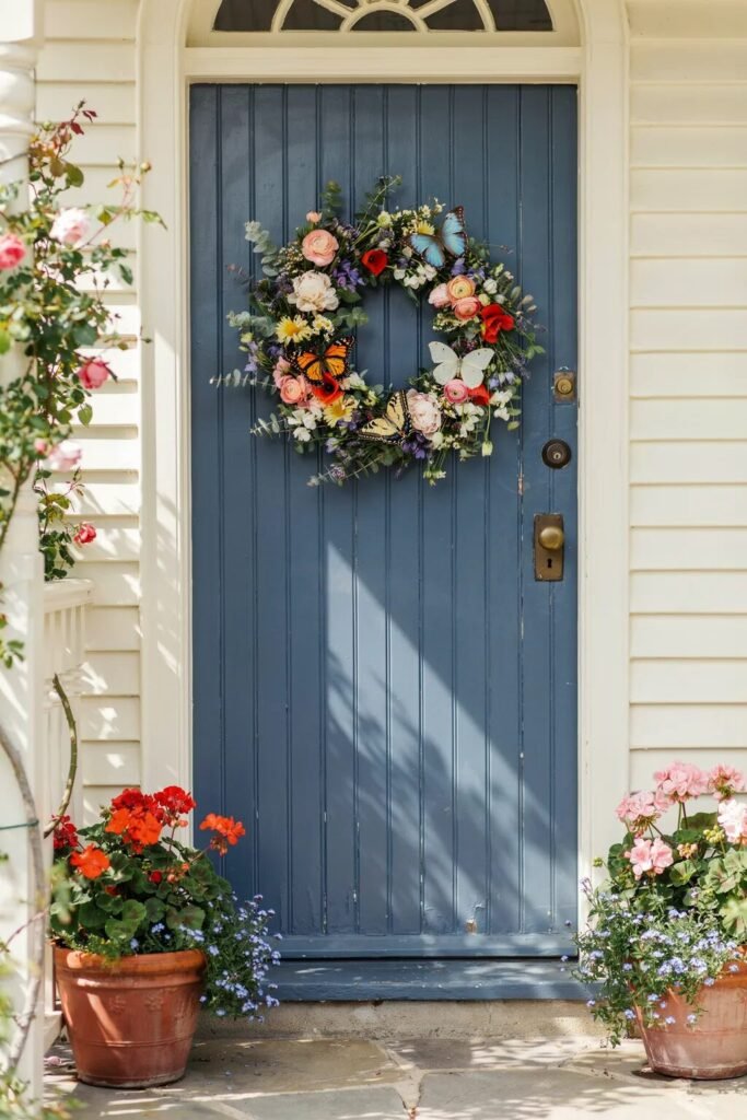 Summer door decoration ideas butterfly wreath