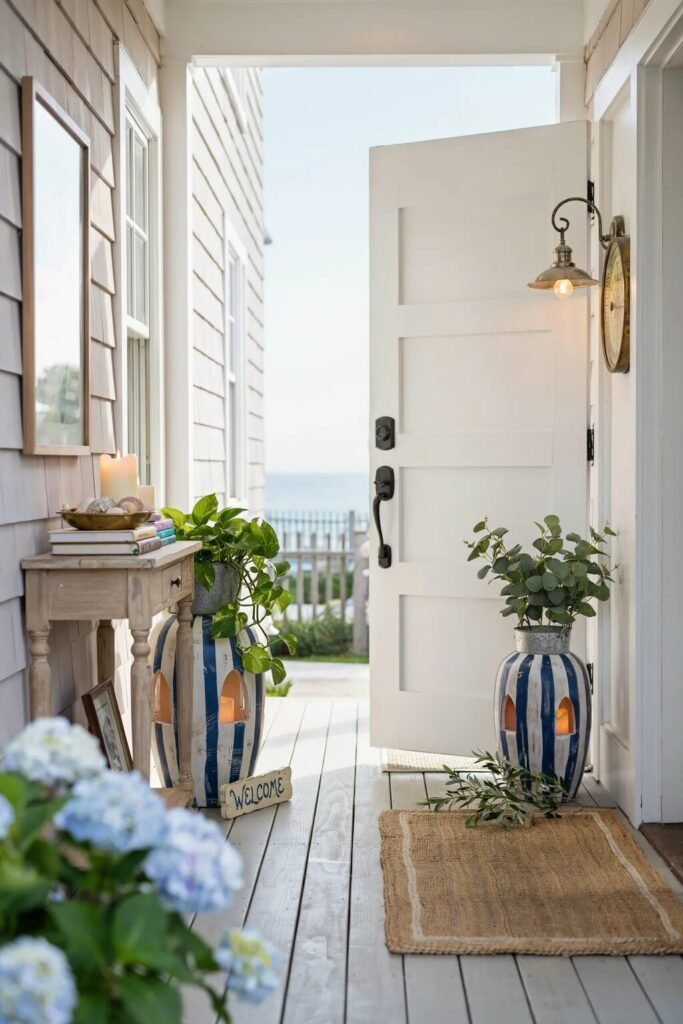 Summer door decoration ideas coastal lanterns