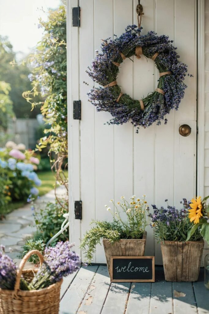 Lavender wreaths for front door ideas