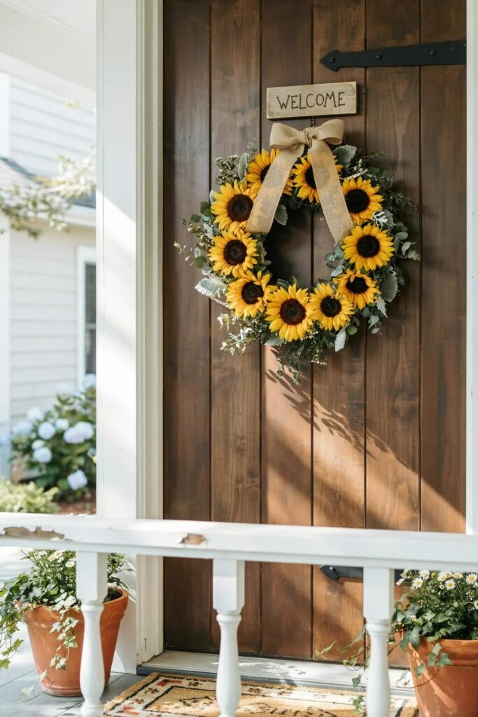 Sunflower wreaths for front door ideas