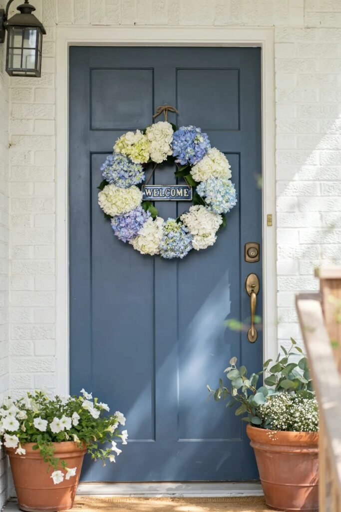 Hydrangea wreaths for front door ideas