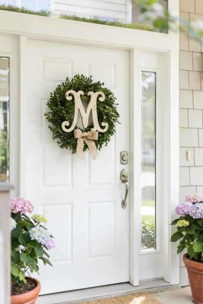 Boxwood wreaths for front door ideas