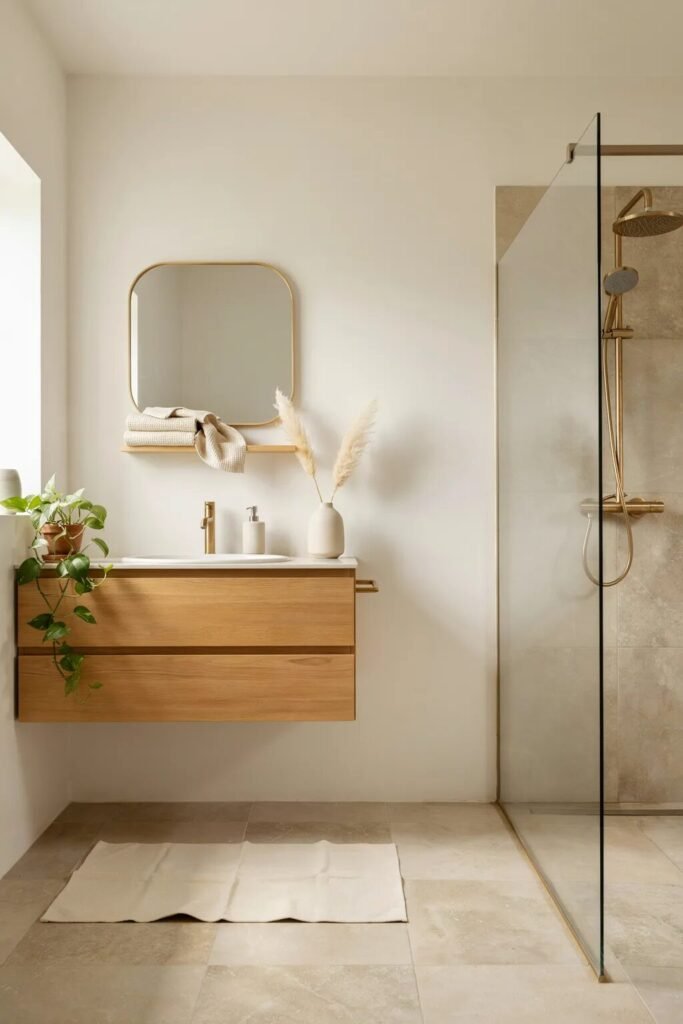 earth tone bathroom designs ideas beige tiles