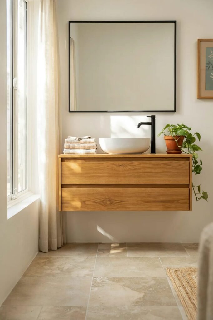 earth tone bathroom designs ideas oak vanity