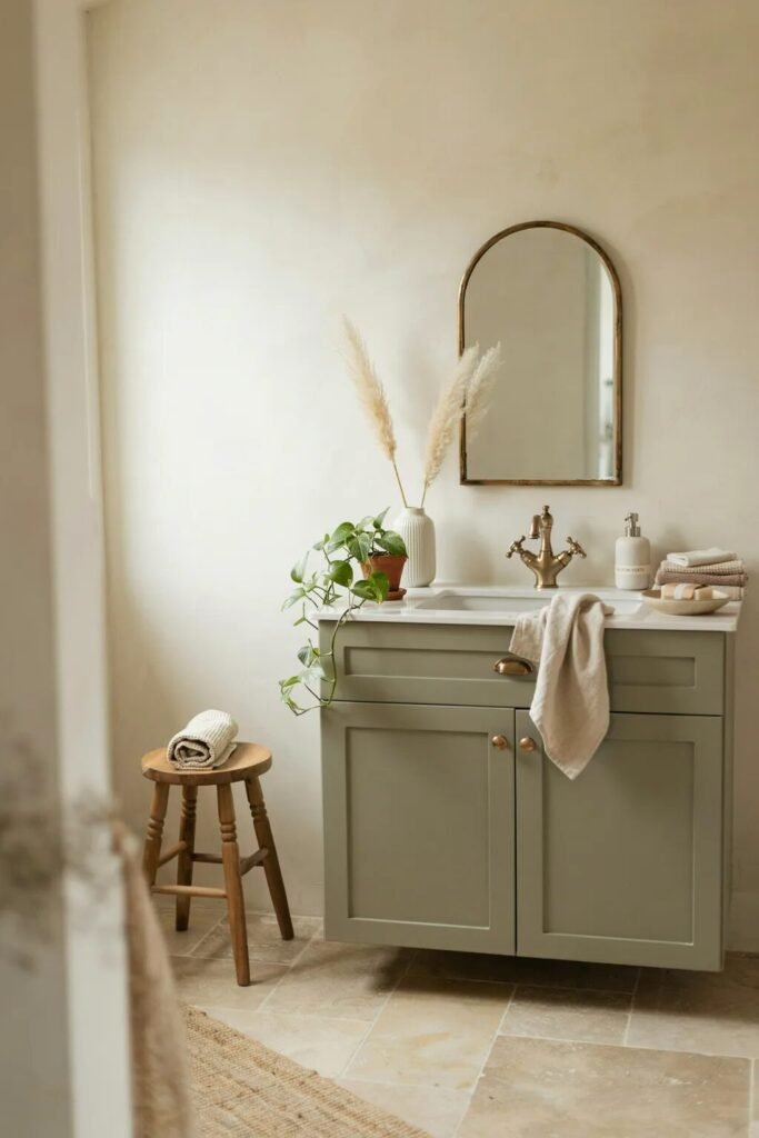 earth tone bathroom designs ideas olive vanity