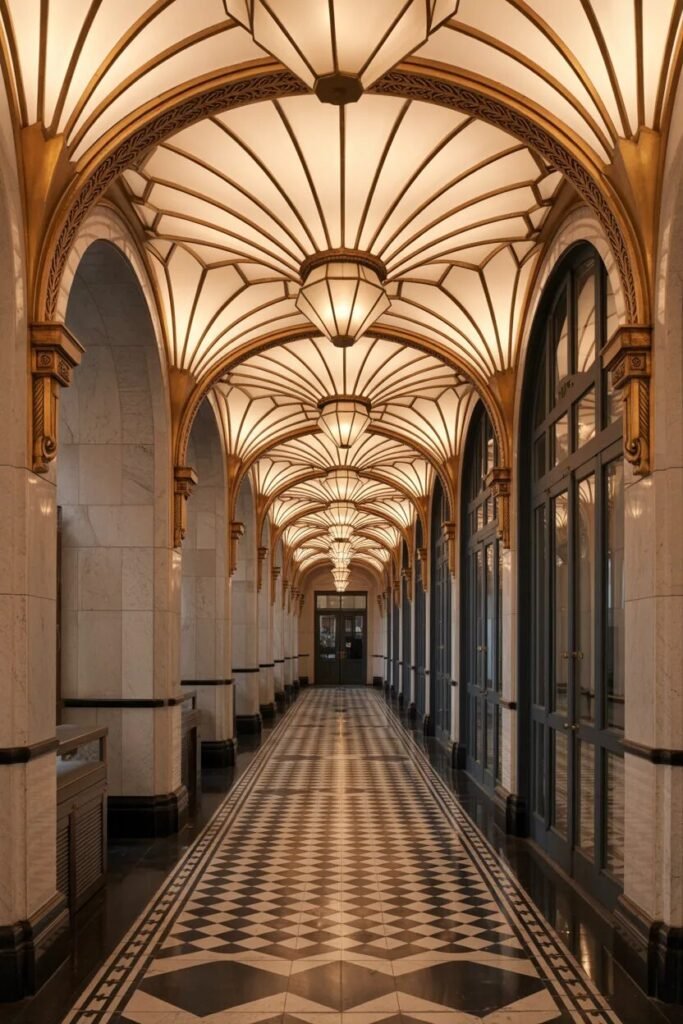 Luxury corridor ceiling design Art Deco