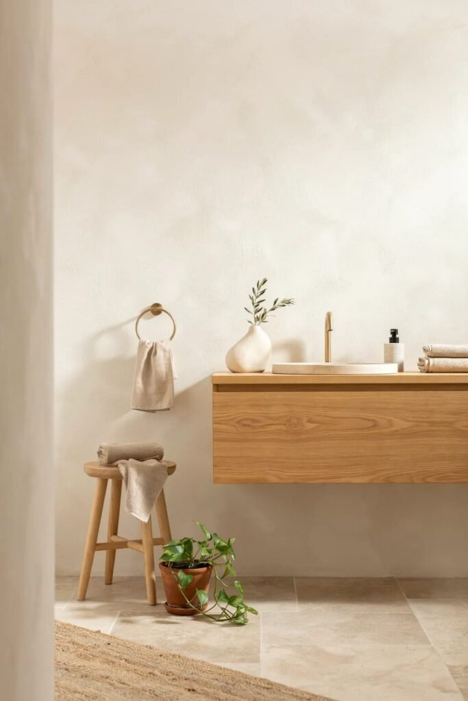 earth tone bathroom designs ideas plaster walls