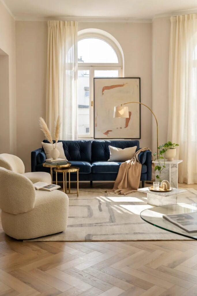 Navy living room couches design ideas