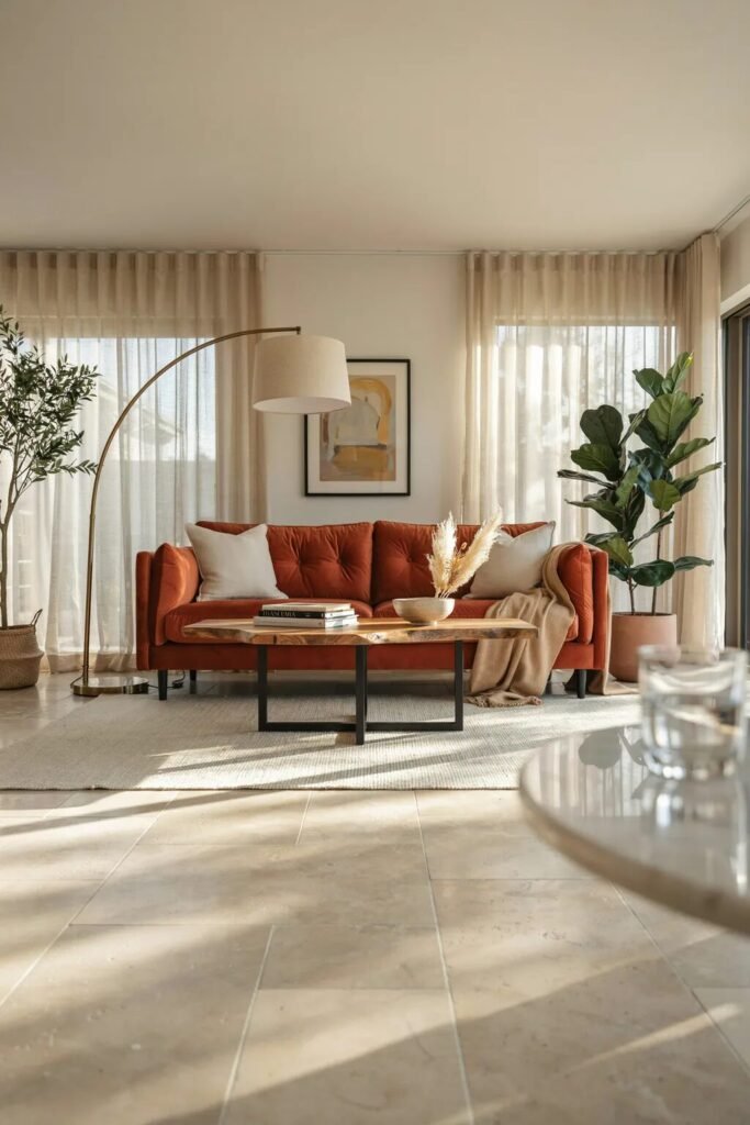  Burnt orange living room couches design ideas