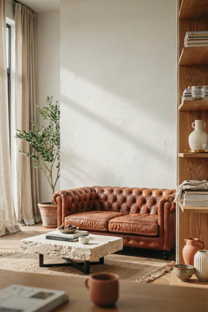 Cognac living room couches design ideas