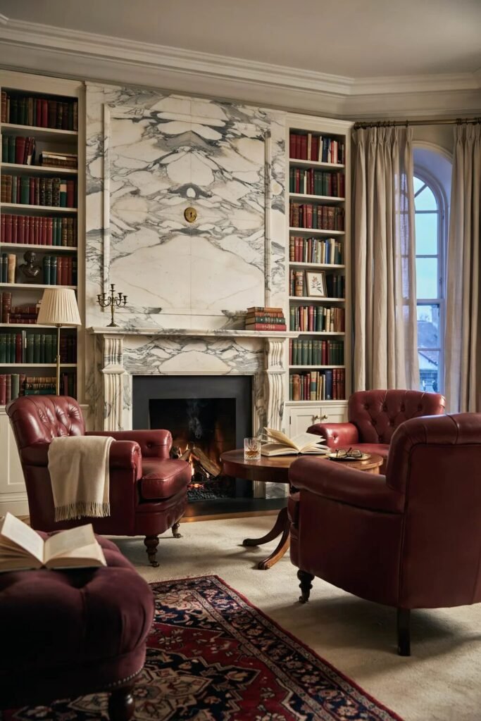 Fireplace reading room ideas cozy