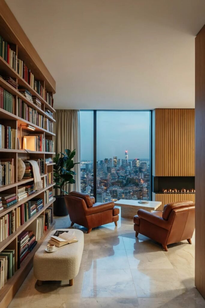 Penthouse reading room ideas skyline