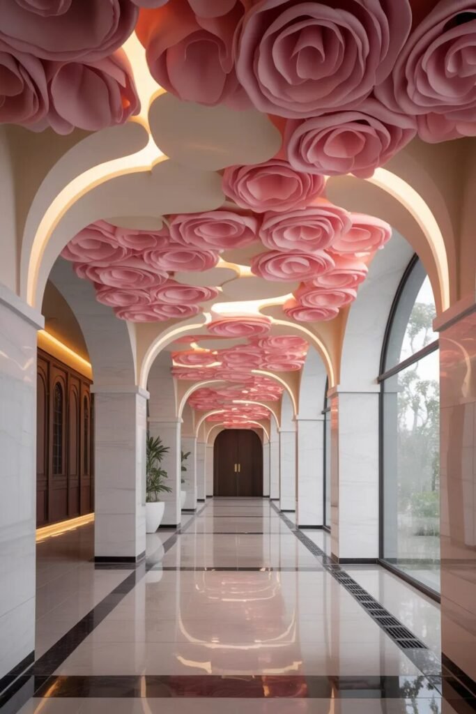 Luxury corridor ceiling design petals