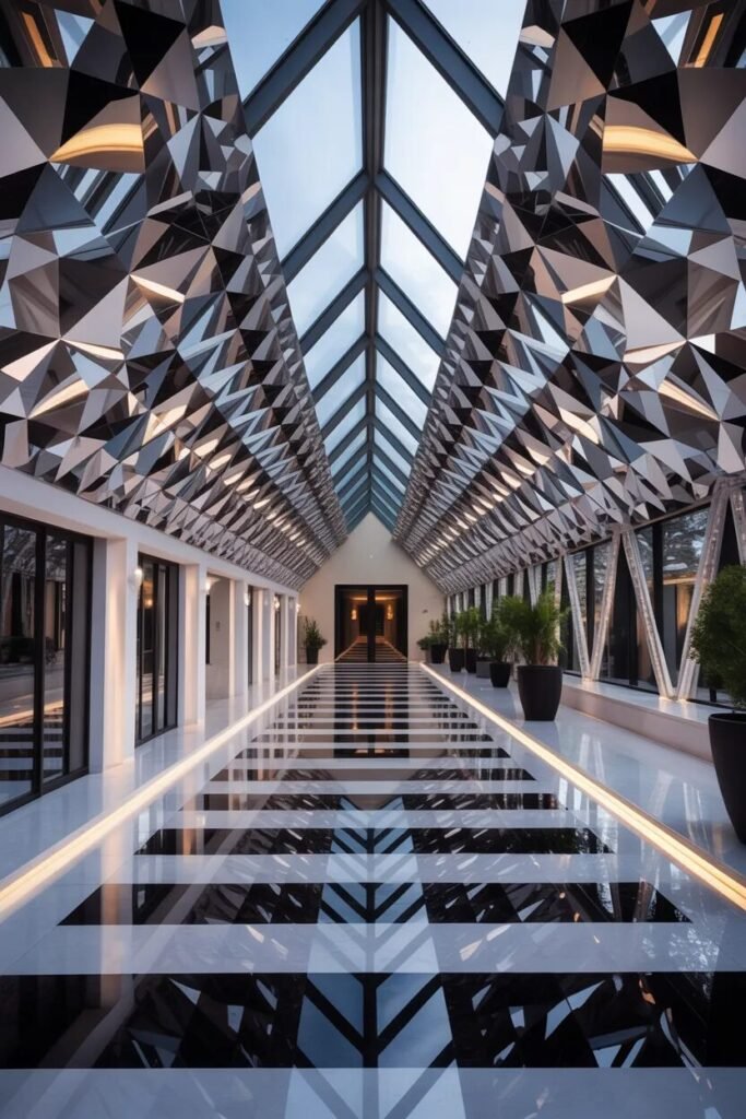 Luxury corridor ceiling design diamond