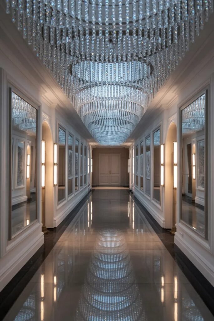 Luxury corridor ceiling design crystal tunnel