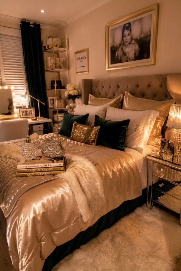 22 dorm bedding ideas 9 Hollywood glam 22 dorm bedding ideas