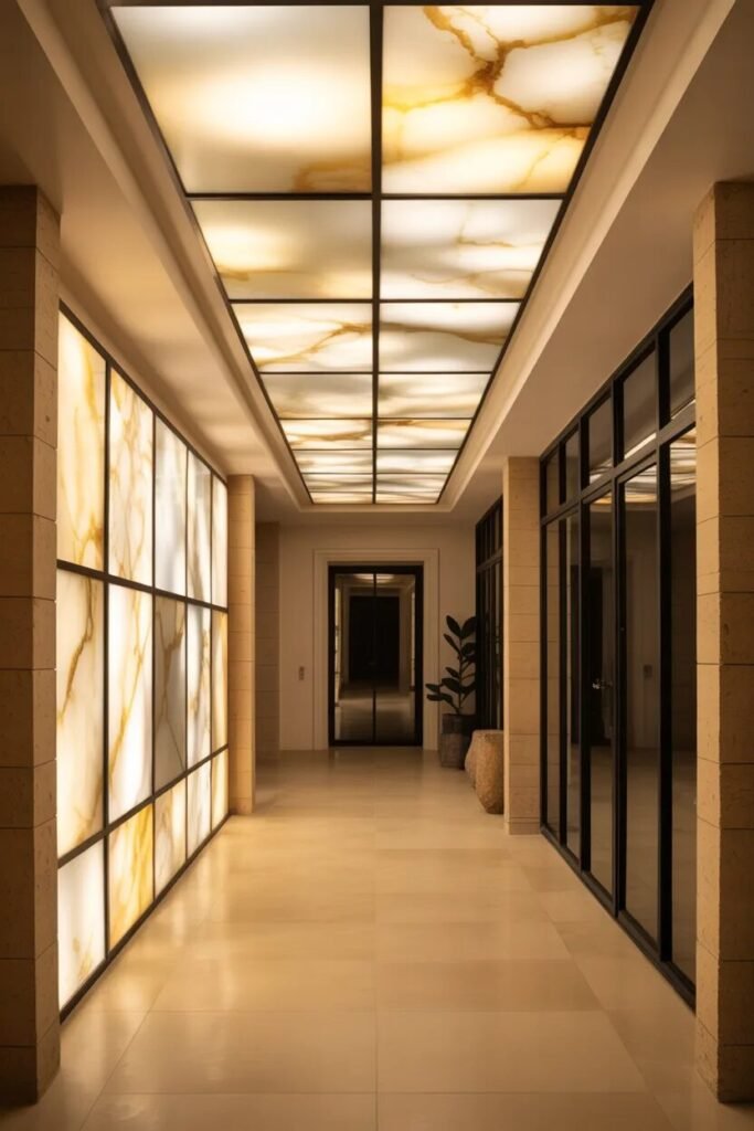 Luxury corridor ceiling design alabaster