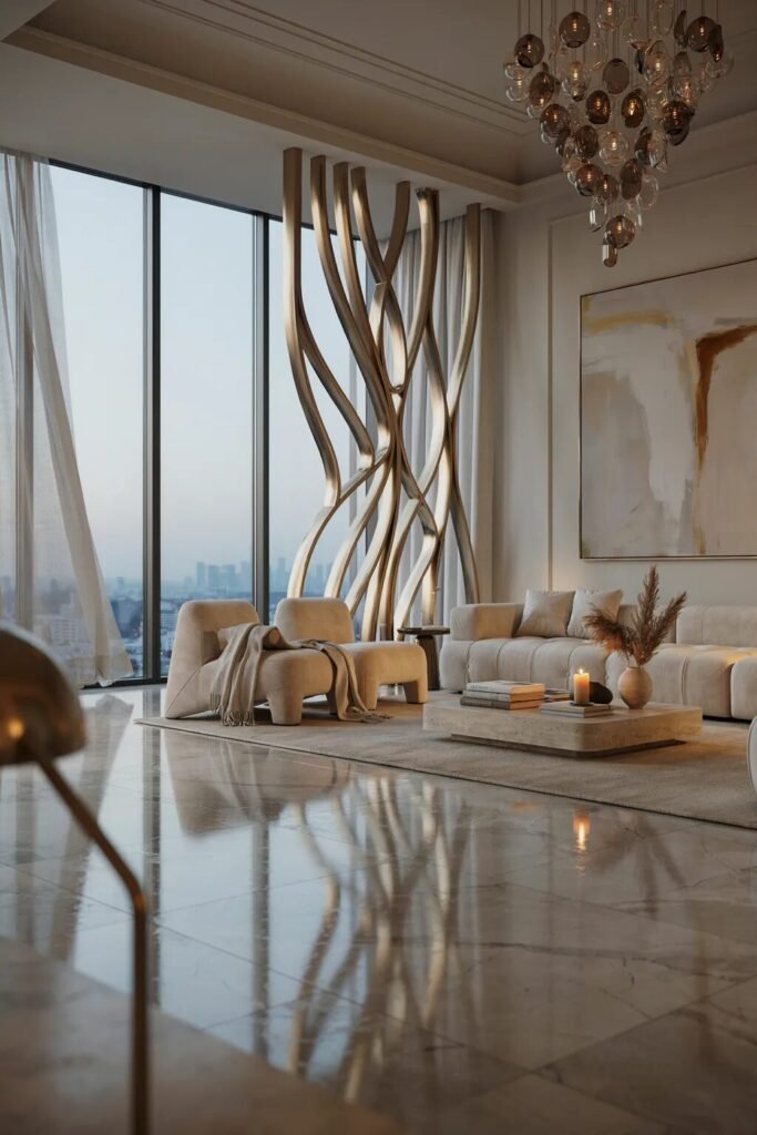 28 living room divider ideas 6 Floating shelf living room divider ideas