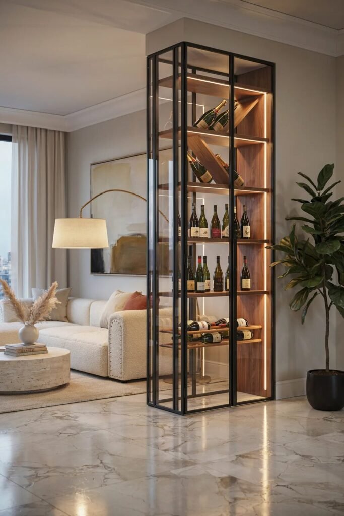 28 living room divider ideas 8 Gold metal living room divider ideas
