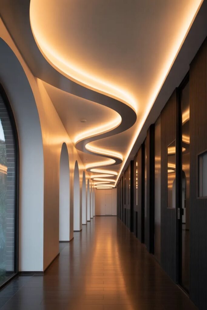 Luxury corridor ceiling design ribbon
