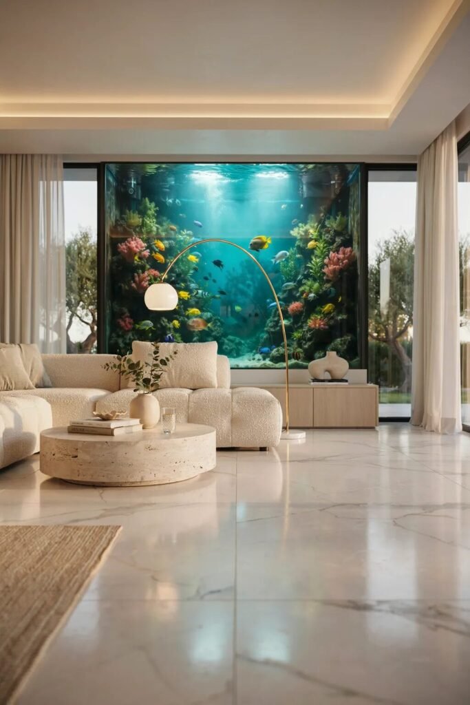 28 living room divider ideas 14 Aquarium living room divider ideas