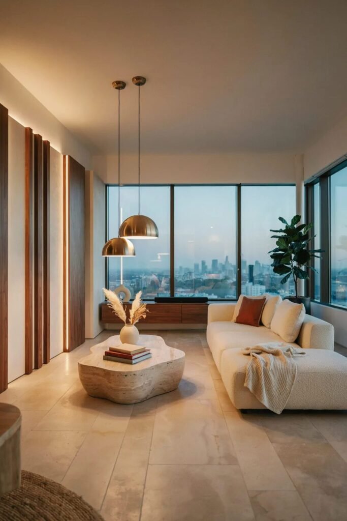 28 living room divider ideas 21 Floating wood living room divider ideas