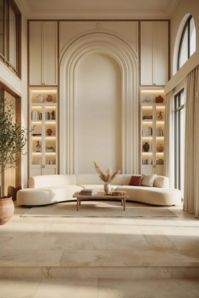 28 living room divider ideas 22 Archway living room divider ideas
