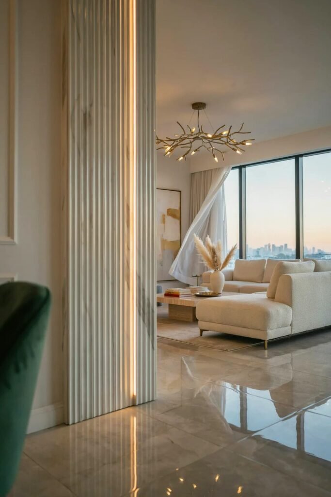 28 living room divider ideas 23 Fluted marble living room divider ideas