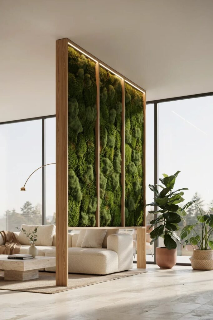 28 living room divider ideas 24 Moss living room divider ideas