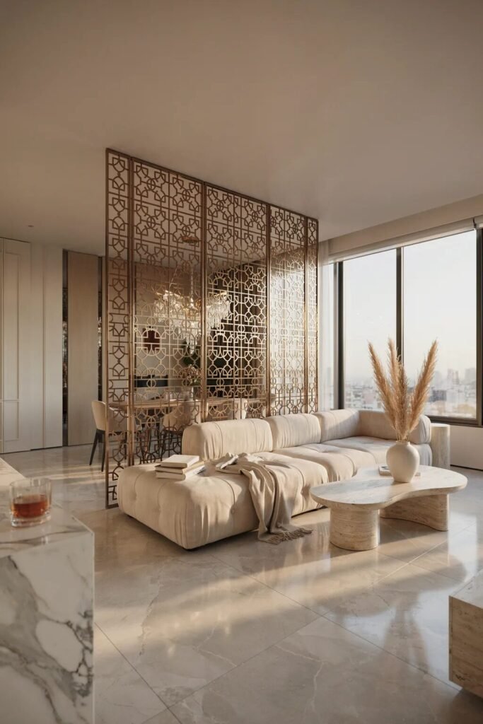 28 living room divider ideas 25 Geometric living room divider ideas