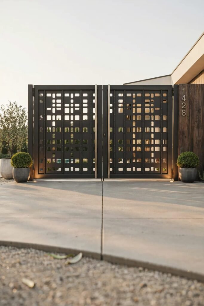 Modern main gate design 11 Geometric modern main gate design