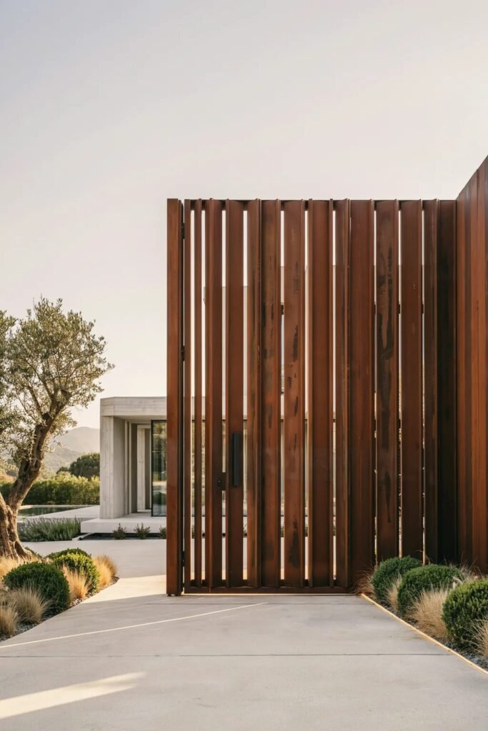 Modern main gate design 14 Corten modern main gate design
