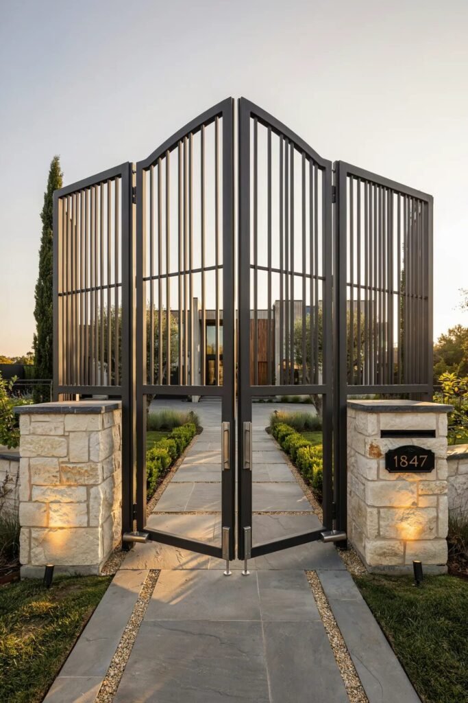 Modern main gate design 16 Double modern main gate design