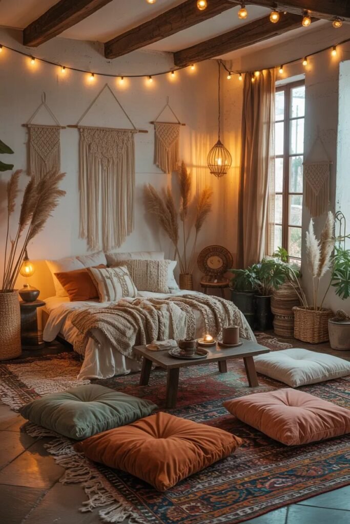 cozy bedroom ideas floor seating