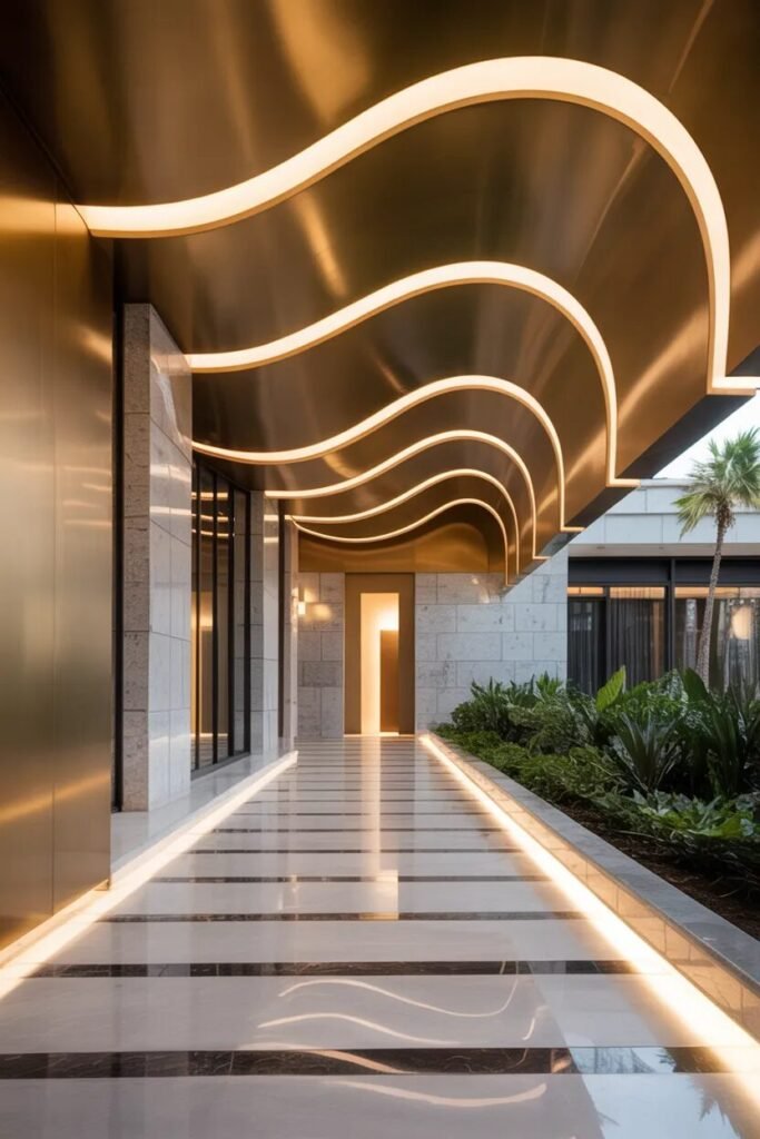 Luxury corridor ceiling design bronze