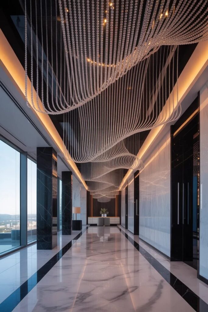 Luxury corridor ceiling design crystals
