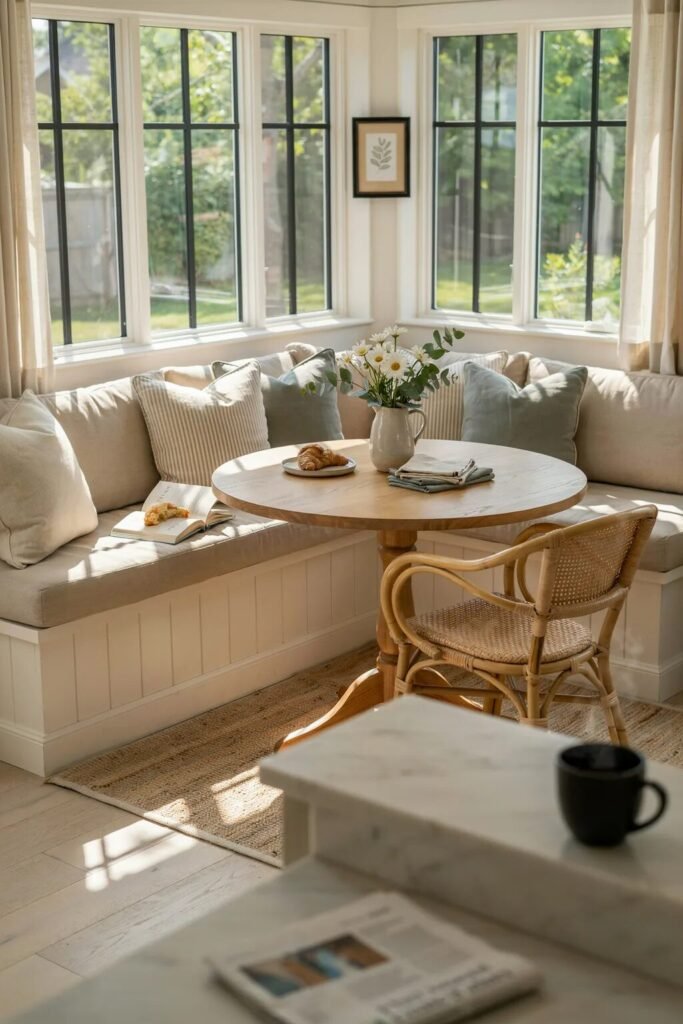 Small breakfast nook ideas window bench