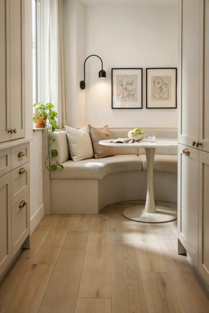 Small breakfast nook ideas banquette seating
